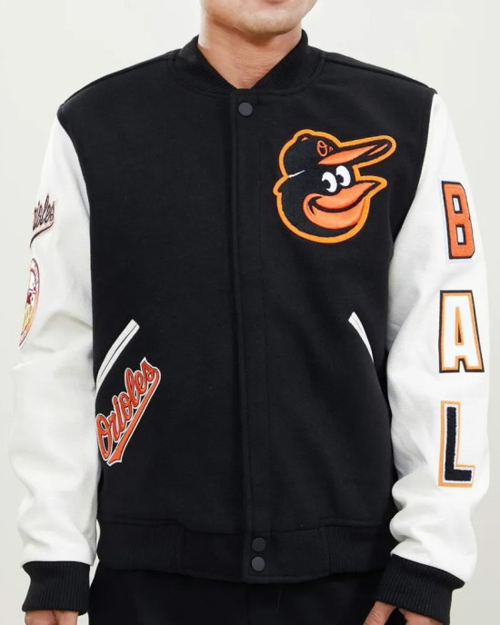 Baltimore Orioles Black and White Varsity Jacket Baltimore Orioles Black and White Varsity Jacket