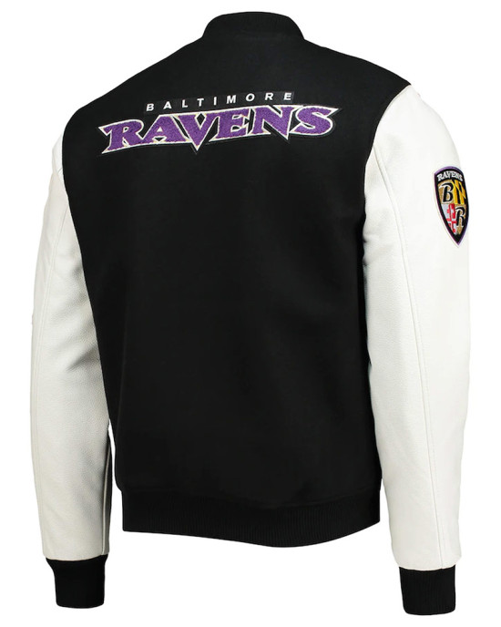 Baltimore Ravens Logo Black and White Varsity Jacket Baltimore Ravens Logo Black and White Varsity Jacket