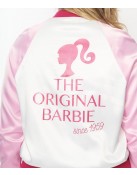 Barbie x Unique Vintage Pink Satin Bomber Jacket - Chic & Exclusive