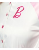 Barbie x Unique Vintage Pink Satin Bomber Jacket - Chic & Exclusive