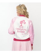 Barbie x Unique Vintage Pink Satin Bomber Jacket - Chic & Exclusive