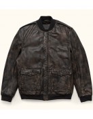 Barton Distressed Leather Bomber Jacket