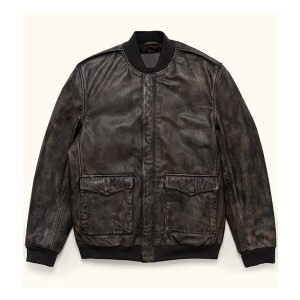 Barton Distressed Leather Bomber Jacket
