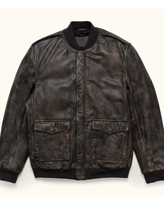 Barton Distressed Leather Bomber Jacket Barton Distressed Leather Bomber Jacket
