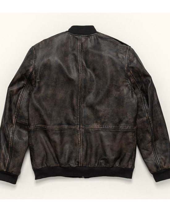 Barton Distressed Leather Bomber Jacket Barton Distressed Leather Bomber Jacket