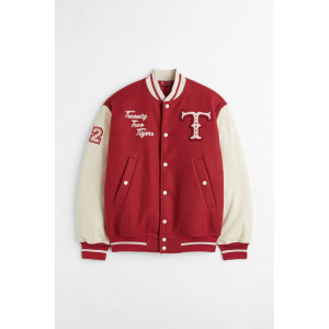 Baseball Embroidered Red Tigers Varsity And Letterman Jacket