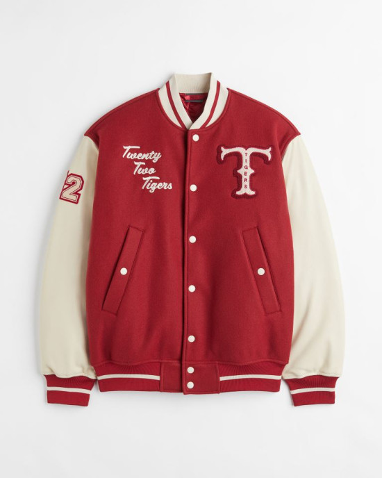 Baseball Embroidered Red Tigers Varsity And Letterman Jacket Baseball Embroidered Red Tigers Varsity And Letterman Jacket
