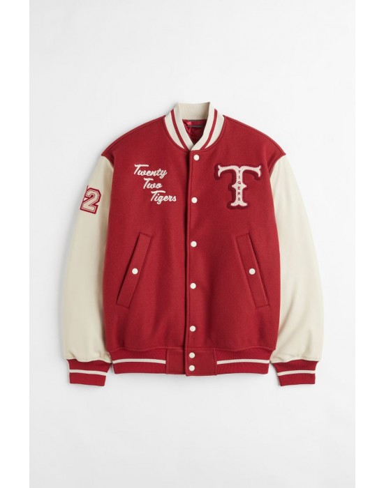 Baseball Embroidered Red Tigers Varsity And Letterman Jacket