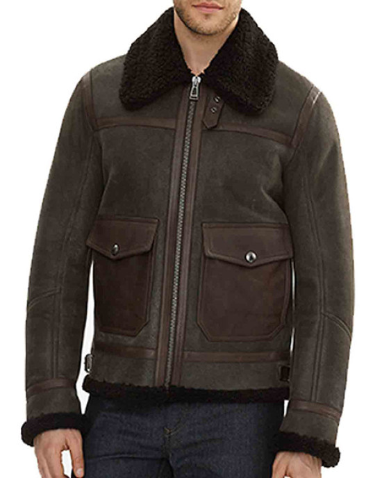 Batisto Vintage Brown Aviator Shearling Bomber Jacket Batisto Vintage Brown Aviator Shearling Bomber Jacket
