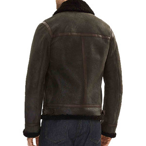 Batisto Vintage Brown Aviator Shearling Bomber Jacket