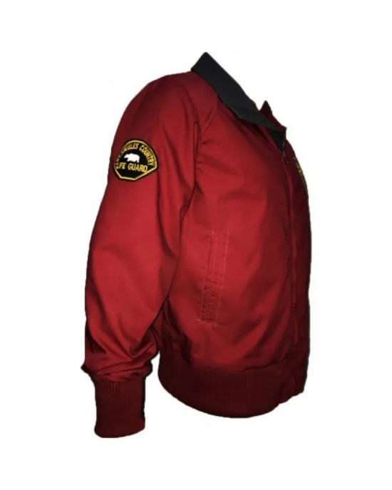 Baywatch Men's Red Lifeguard Cotton Bomber Jacket Baywatch Men's Red Lifeguard Cotton Bomber Jacket