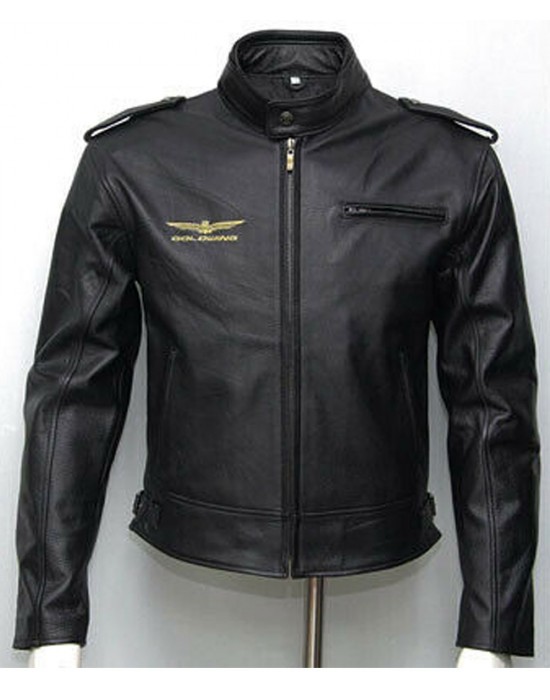 Biker Goldwing Black Leather Jacket