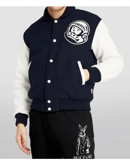 Billionaire Boys Club Astro Blue and White Varsity Jacket