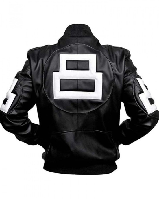 Black 8 Ball Style Bomber Leather Jacket Black 8 Ball Style Bomber Leather Jacket