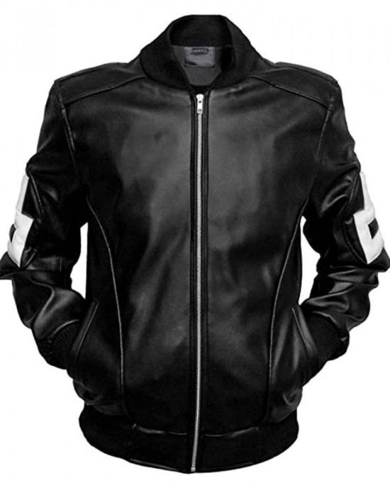 Black 8 Ball Style Bomber Leather Jacket Black 8 Ball Style Bomber Leather Jacket