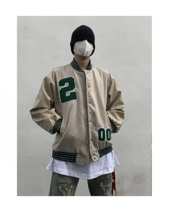 Black And Beige Varsity Jacket