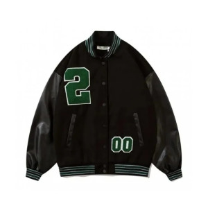 Black And Beige Varsity Jacket