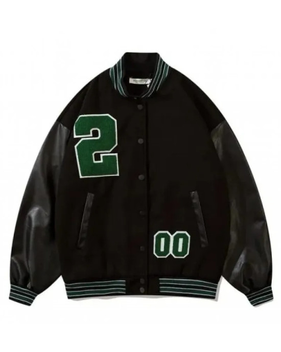 Black And Beige Varsity Jacket