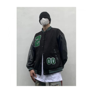 Black And Beige Varsity Jacket