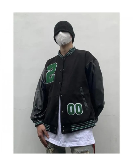 Black And Beige Varsity Jacket