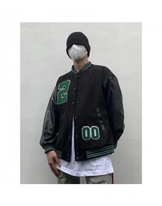 Black And Beige Varsity Jacket