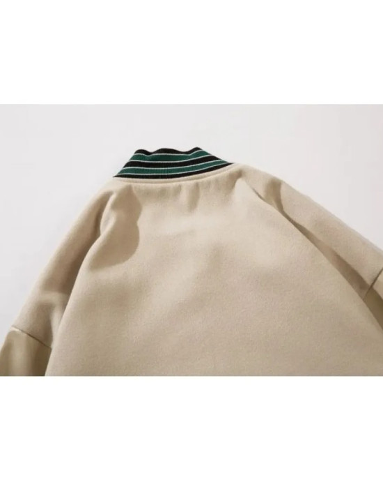 Black And Beige Varsity Jacket