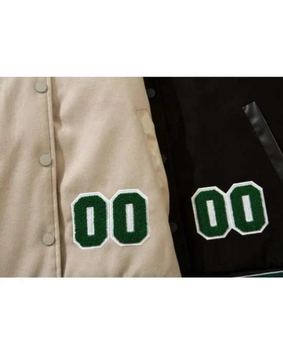 Black And Beige Varsity Jacket