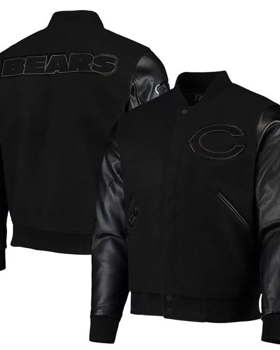 Black Chicago Bears Logo Varsity Jacket Black Chicago Bears Logo Varsity Jacket