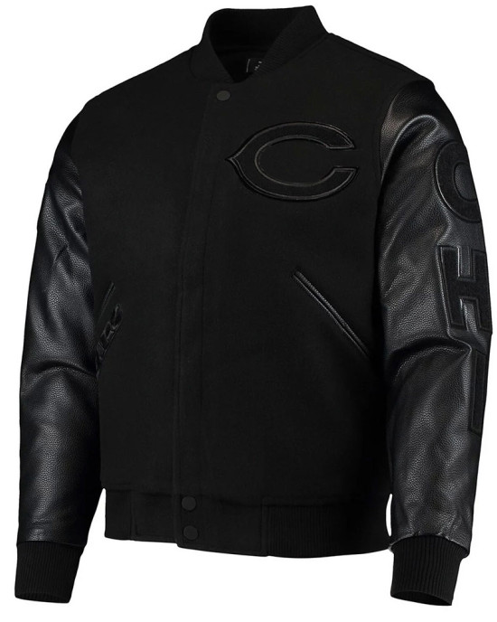 Black Chicago Bears Logo Varsity Jacket Black Chicago Bears Logo Varsity Jacket