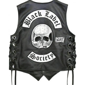 Black Label Society BLS Black Leather Biker Vest