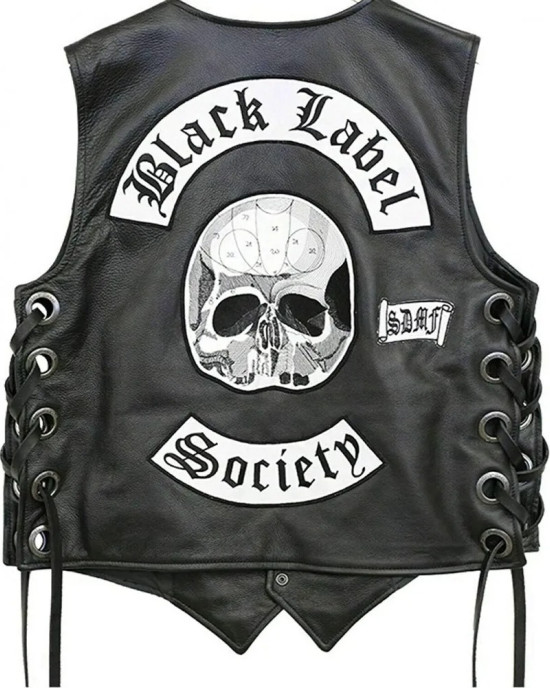 Black Label Society BLS Black Leather Biker Vest Black Label Society BLS Black Leather Biker Vest