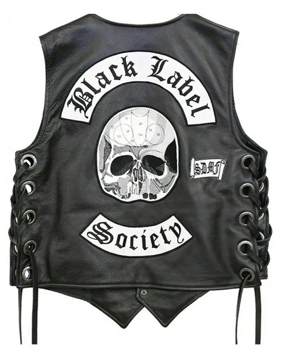 Black Label Society BLS Black Leather Biker Vest