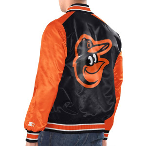 Black/Orange Baltimore Orioles Varsity Satin Jacket