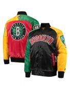 Black/Red Ty Mopkins Brooklyn Nets Varsity Satin Jacket