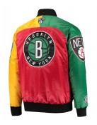 Black/Red Ty Mopkins Brooklyn Nets Varsity Satin Jacket
