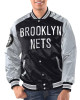 Black/Silver Brooklyn Nets Renegade Varsity Satin Jacket