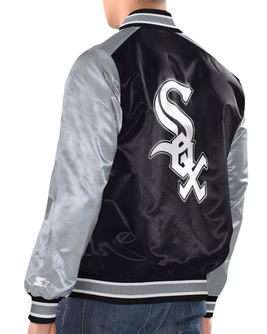 Black/Silver Chicago White Sox Renegade Varsity Satin Jacket Black/Silver Chicago White Sox Renegade Varsity Satin Jacket