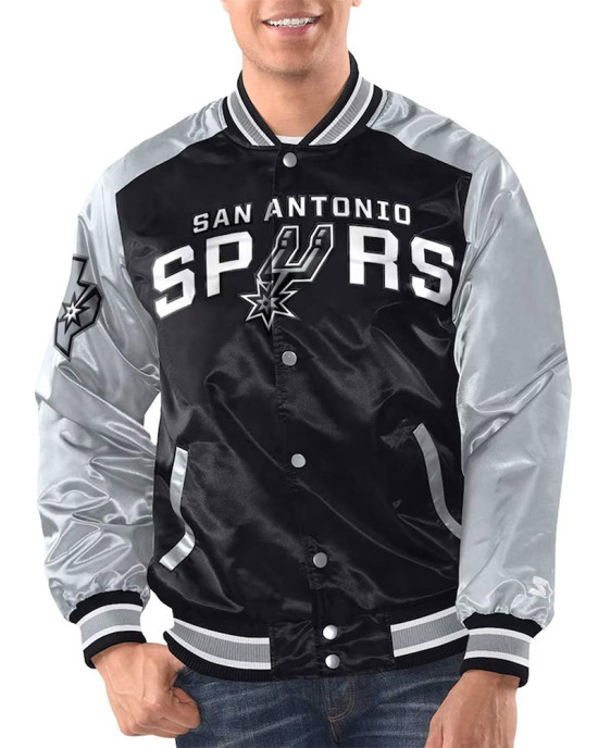 Black/Silver San Antonio Spurs Renegade Varsity Satin Jacket Black/Silver San Antonio Spurs Renegade Varsity Satin Jacket