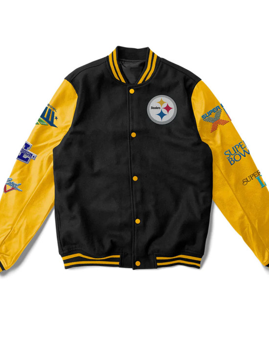 Black/Yellow 6X Champions Pittsburgh Steelers Varsity Jacket Black/Yellow 6X Champions Pittsburgh Steelers Varsity Jacket