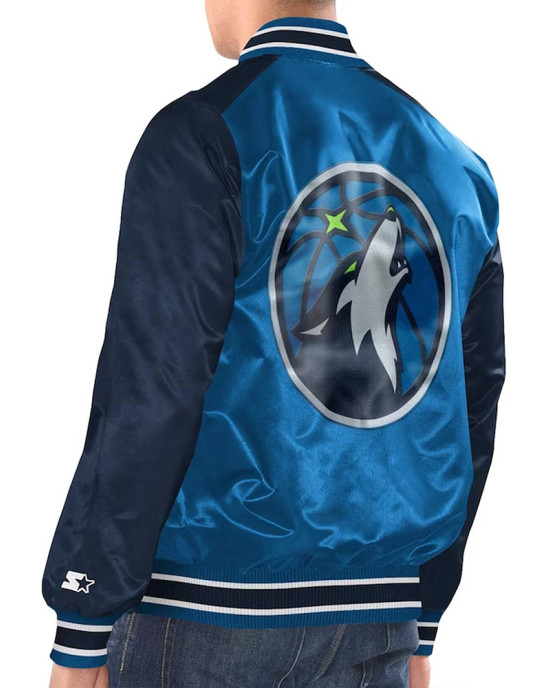 Blue/Navy Minnesota Timberwolves Renegade Varsity Satin Jacket Blue/Navy Minnesota Timberwolves Renegade Varsity Satin Jacket