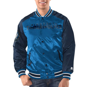 Blue/Navy Minnesota Timberwolves Renegade Varsity Satin Jacket