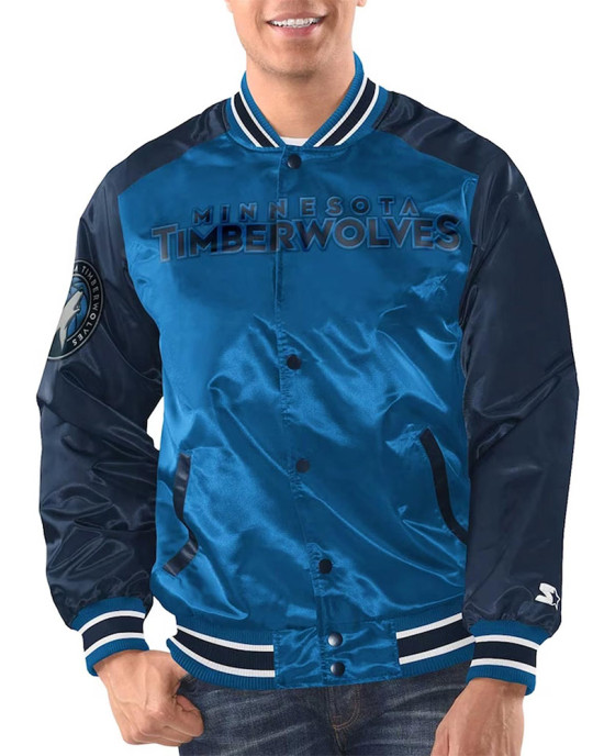 Blue/Navy Minnesota Timberwolves Renegade Varsity Satin Jacket Blue/Navy Minnesota Timberwolves Renegade Varsity Satin Jacket