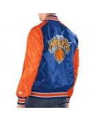 Blue/Orange New York Knicks Renegade Varsity Satin Jacket
