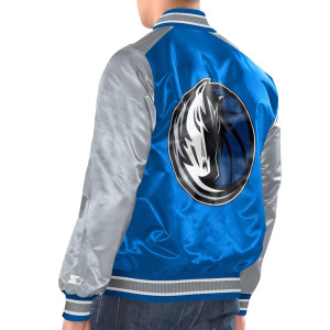 Blue/Silver Dallas Mavericks Renegade Varsity Satin Jacket