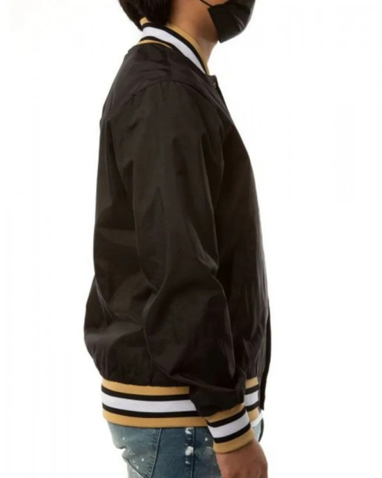 Bomber New Orleans Saints Black Satin Jacket Bomber New Orleans Saints Black Satin Jacket