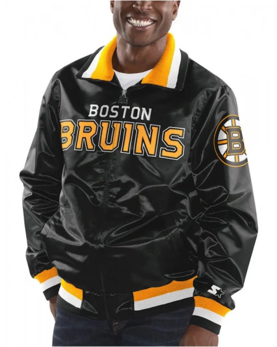 Boston Bruins Starter Bomber Black Jacket Boston Bruins Starter Bomber Black Jacket