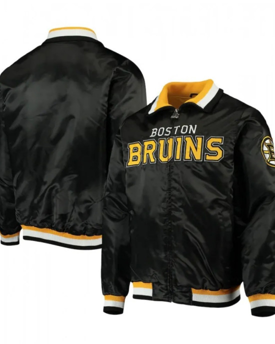 Boston Bruins Starter Bomber Black Jacket Boston Bruins Starter Bomber Black Jacket