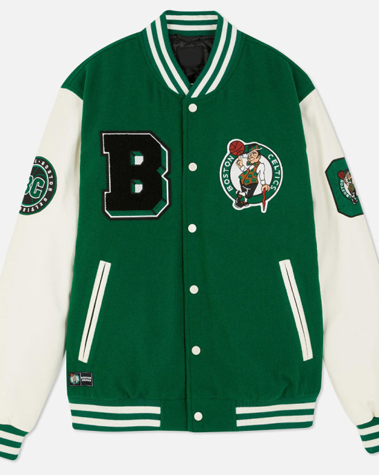Boston Celtics Varsity Green and Off White Jacket Boston Celtics Varsity Green and Off White Jacket