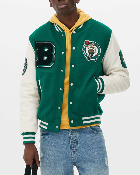 Boston Celtics Varsity Green and Off White Jacket Boston Celtics Varsity Green and Off White Jacket