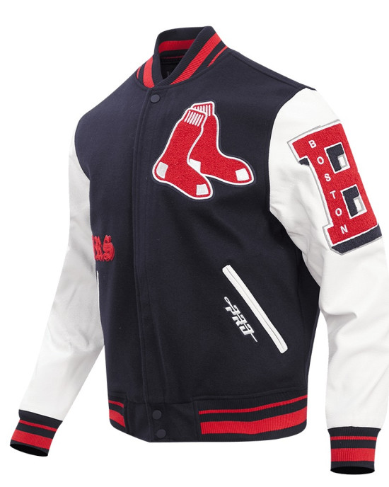 Boston Red Sox Old English Navy Blue Wool Varsity Jacket Boston Red Sox Old English Navy Blue Wool Varsity Jacket